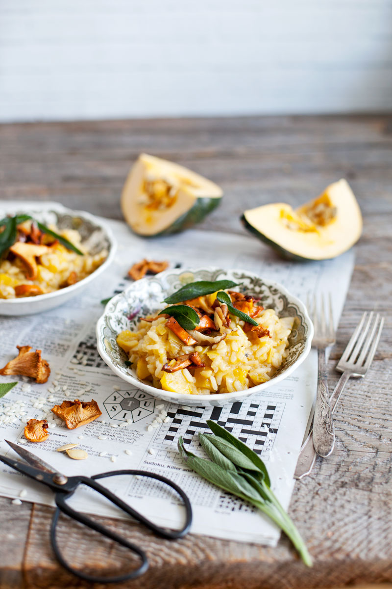 Risotto à la courge butternut, sauge et champignon - Emilie Murmure